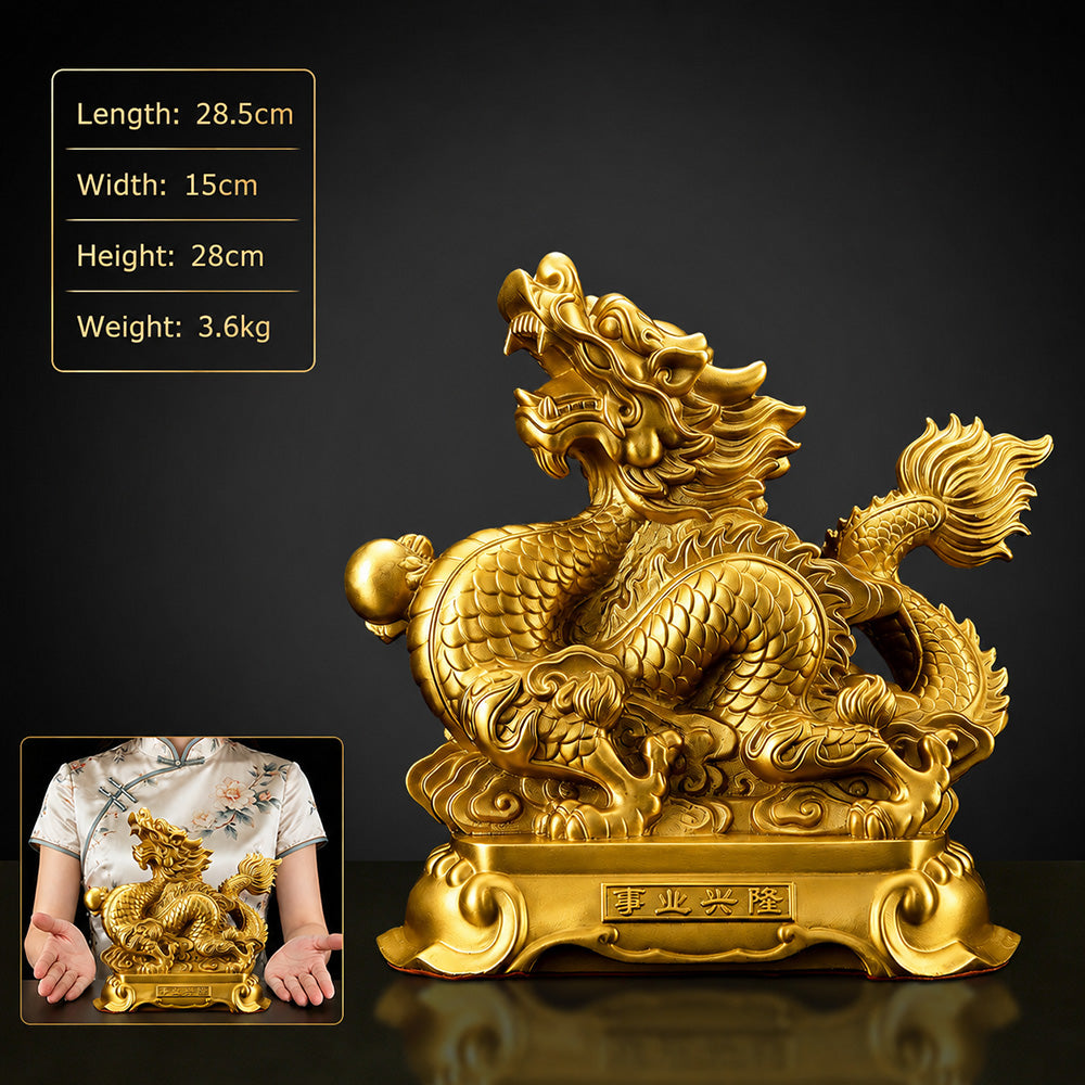 Brass Prosperity Dragon Statue