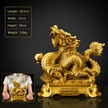 Brass Prosperity Dragon Statue