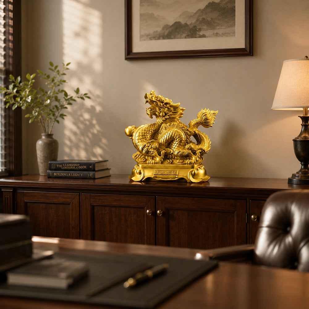 Brass Prosperity Dragon Statue