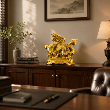 Brass Prosperity Dragon Statue