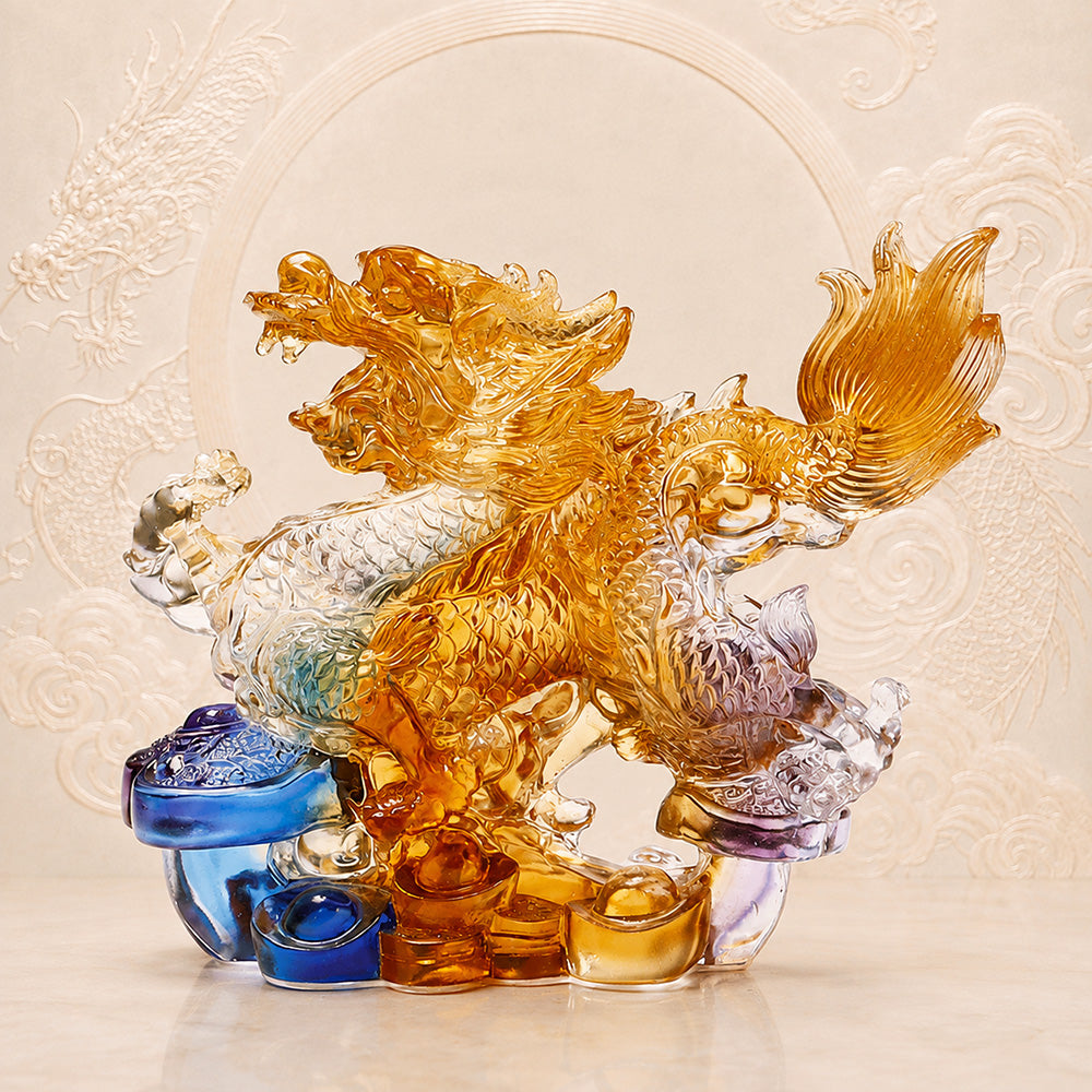 Coloured Glaze Dragon Statue
