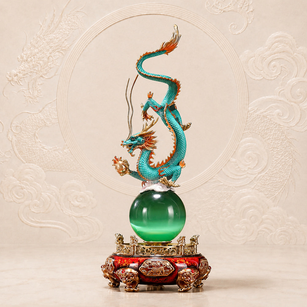 Rotating Brass Dragon Statue