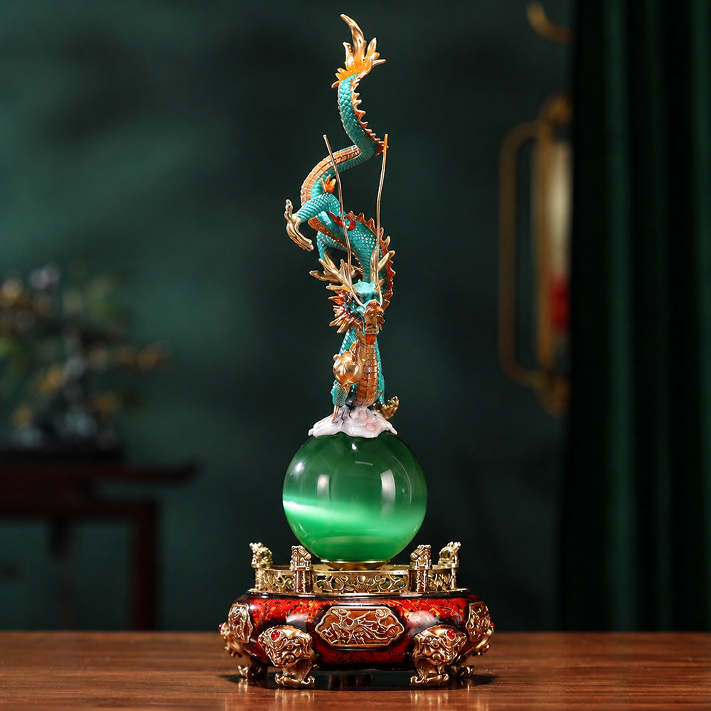 Rotating Brass Dragon Statue
