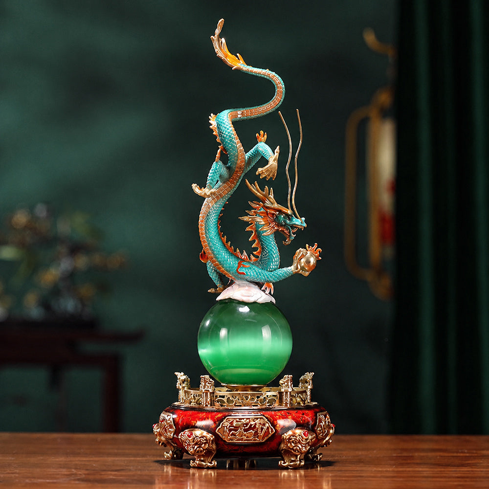 Rotating Brass Dragon Statue
