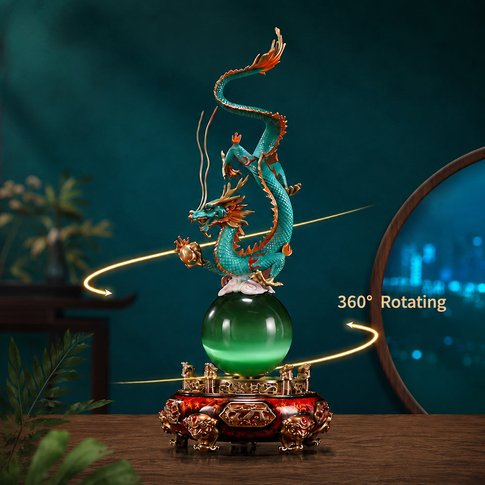 Rotating Brass Dragon Statue