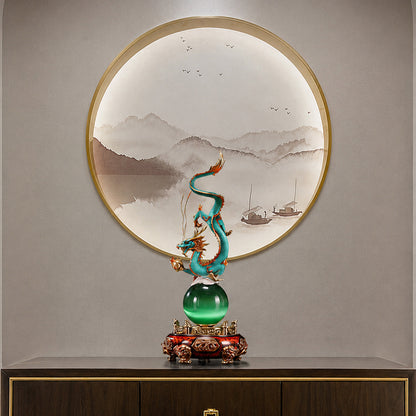 Rotating Brass Dragon Statue