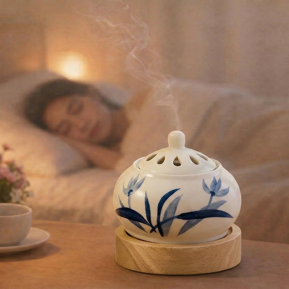 AC110V AC220V Hand-Painted Orchid Design Electrical Incense Burner