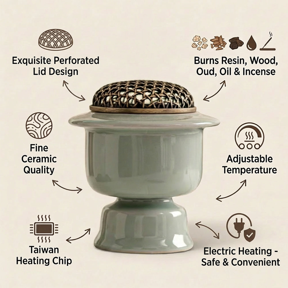 Green Porcelain Electric Incense Burner
