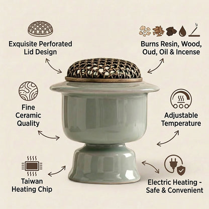 Green Porcelain Electric Incense Burner