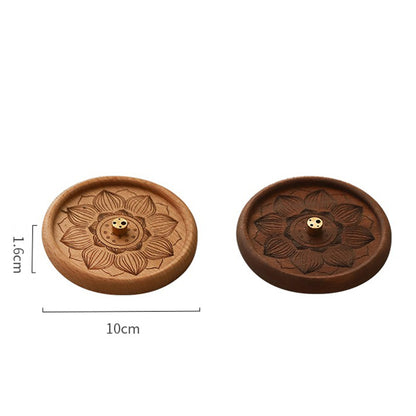 Wooden Incense Holder With Lotus Pattern