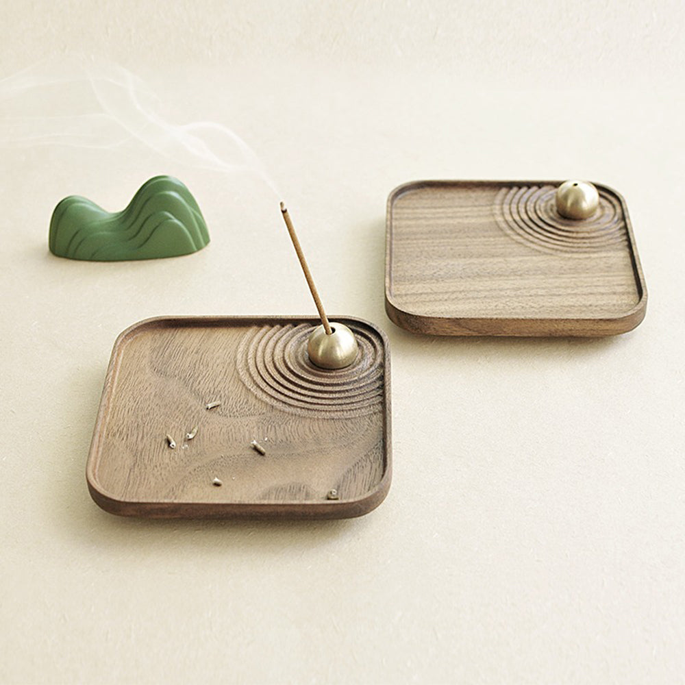 Wooden Incense Holder With Ajustable Copper Ball