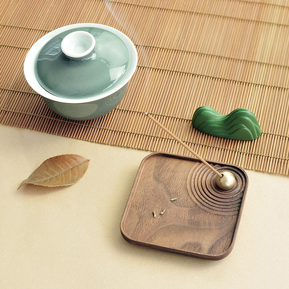 Wooden Incense Holder With Ajustable Copper Ball