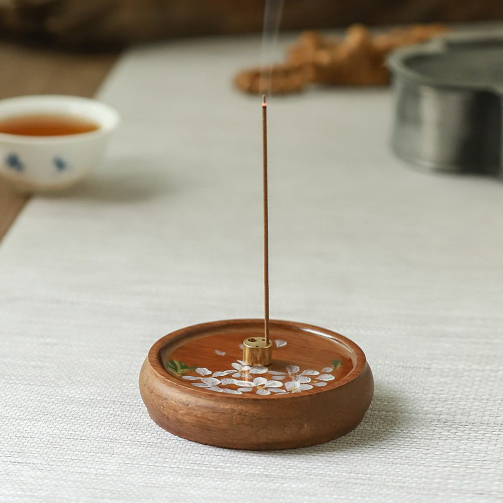 Hand-painted Flower Wooden Incense Holder