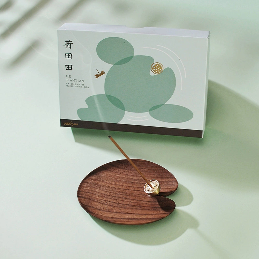 Elegant Brass Lotus Wooden Incense Holder