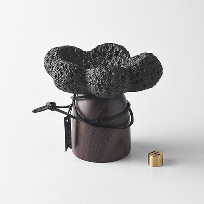 Cement And Walnut Japanese Incense Holder
