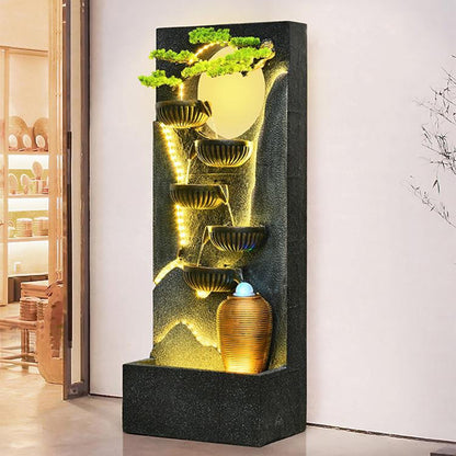 Indoor Waterfall Fountain With Rotating Bead And Illuminated Landscape