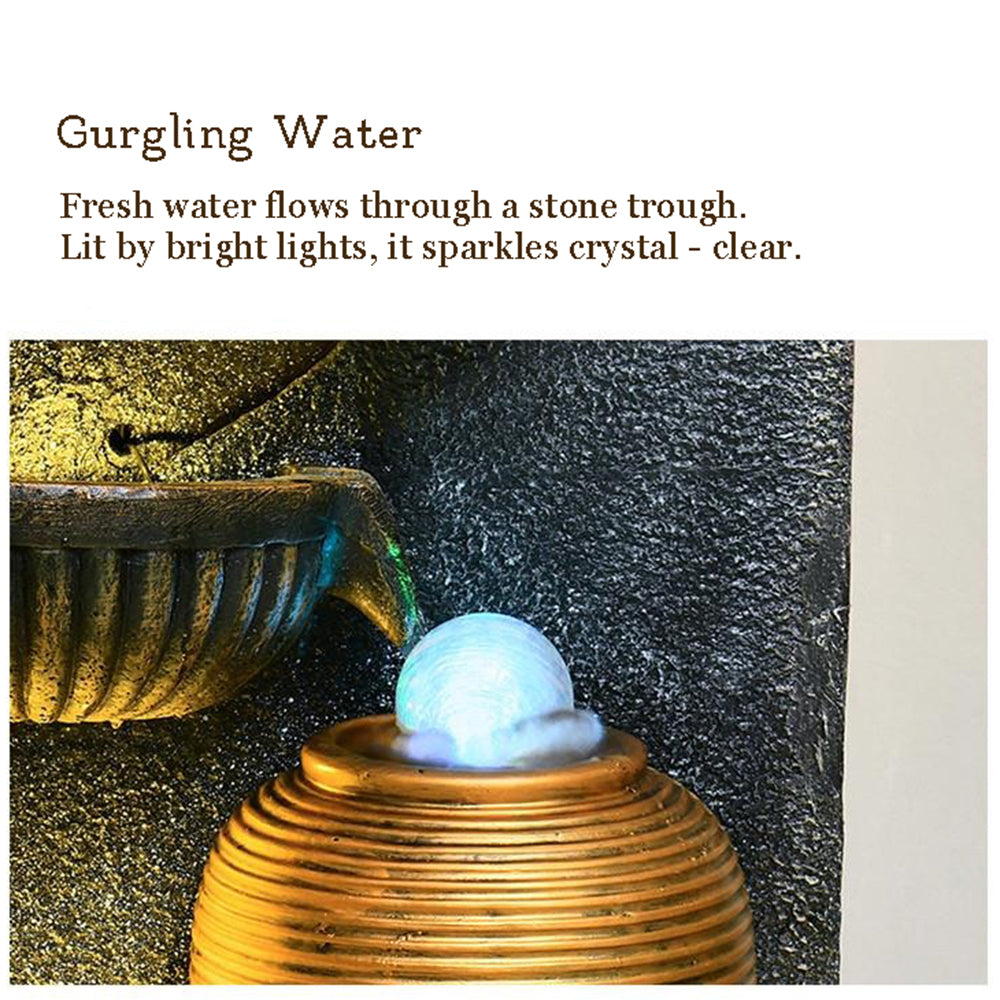 Indoor Waterfall Fountain With Rotating Bead And Illuminated Landscape