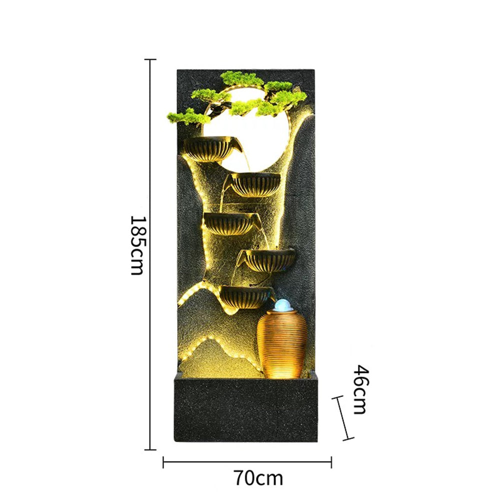 Indoor Waterfall Fountain With Rotating Bead And Illuminated Landscape