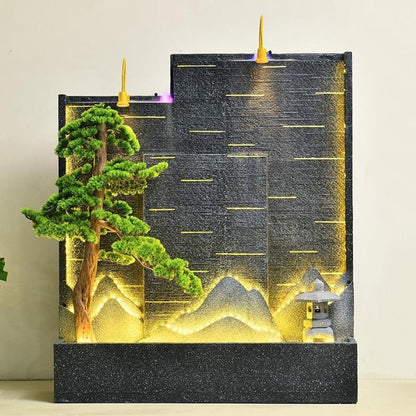 Indoor Waterfall Fountain With Rotating Bead And Illuminated Landscape