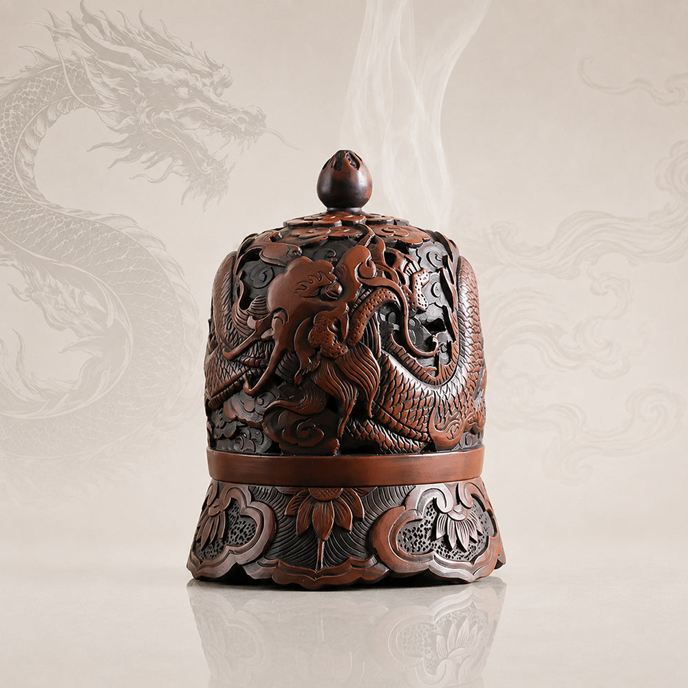 Handmade Purple Clay Dragon Incense Burner