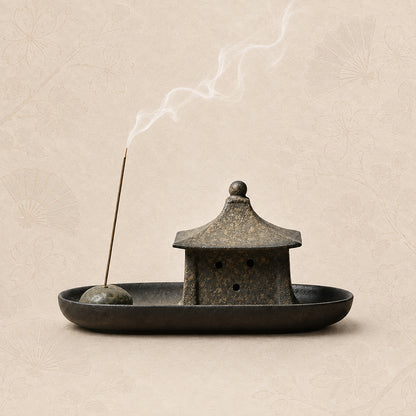 Pavilion Japanese Incense Burner With Copper Incense Holder