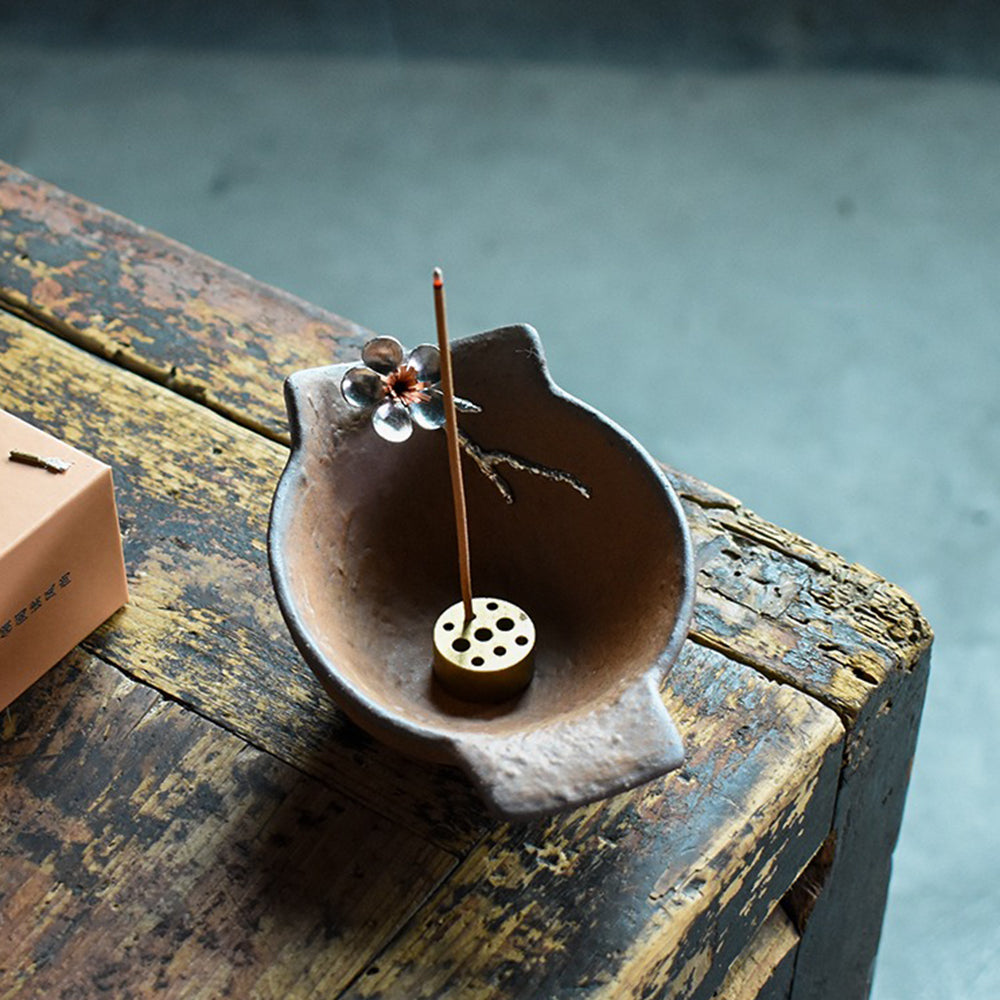 Simple Coarse Pottery Japanese Incense Burner