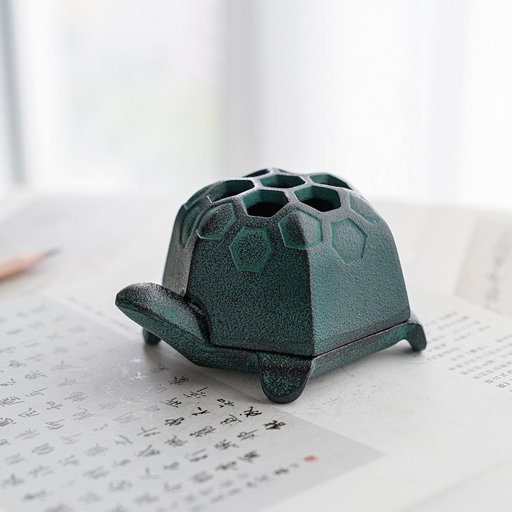 Cast Iron Japanese Incense Burner With Turtle Design