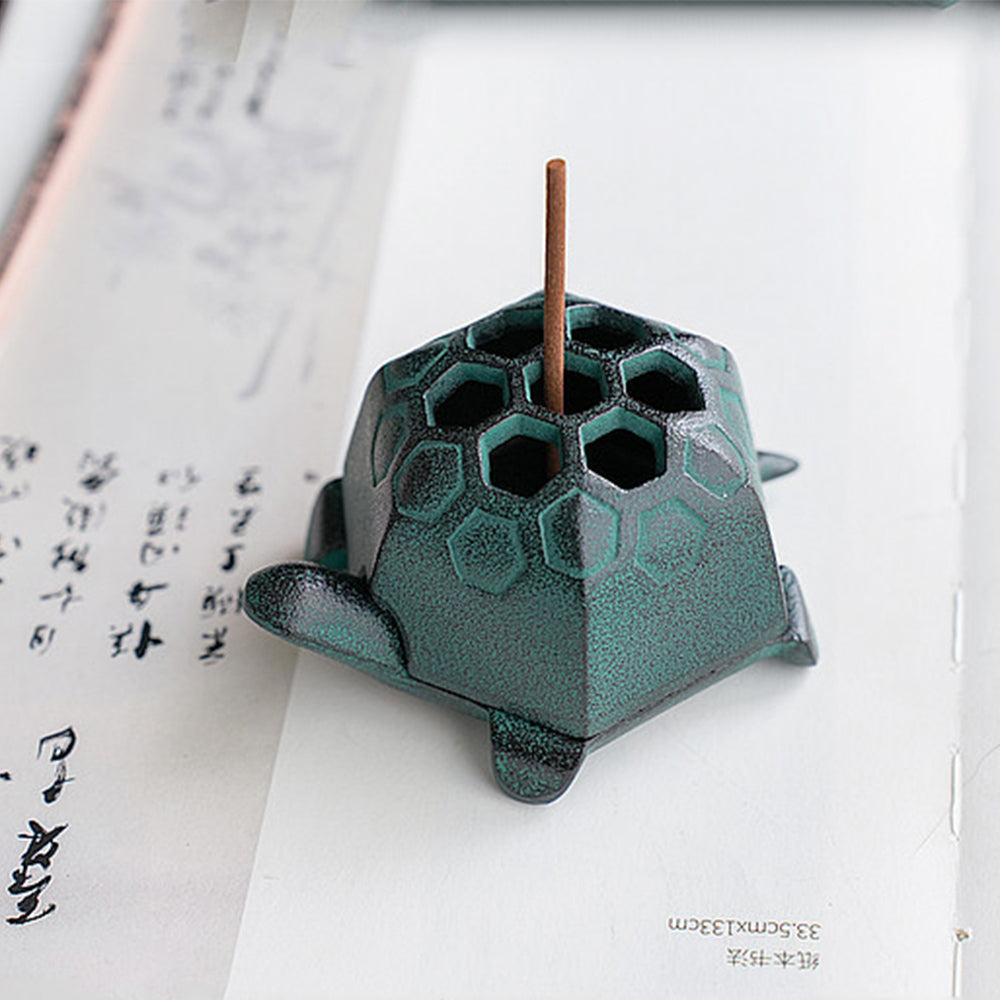 Cast Iron Japanese Incense Burner With Turtle Design