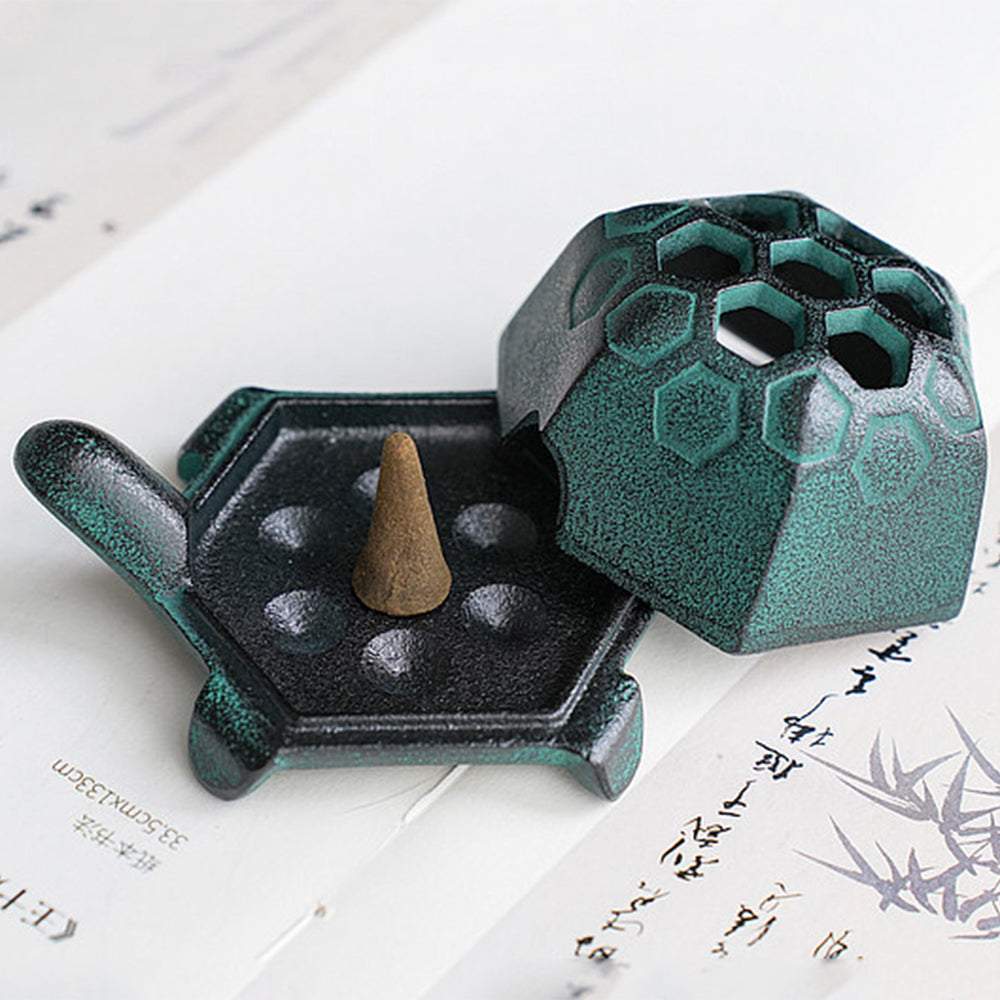 Cast Iron Japanese Incense Burner With Turtle Design