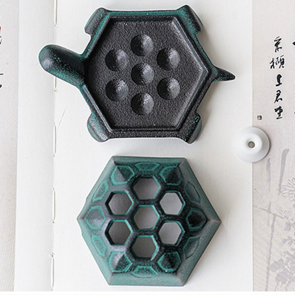 Cast Iron Japanese Incense Burner With Turtle Design