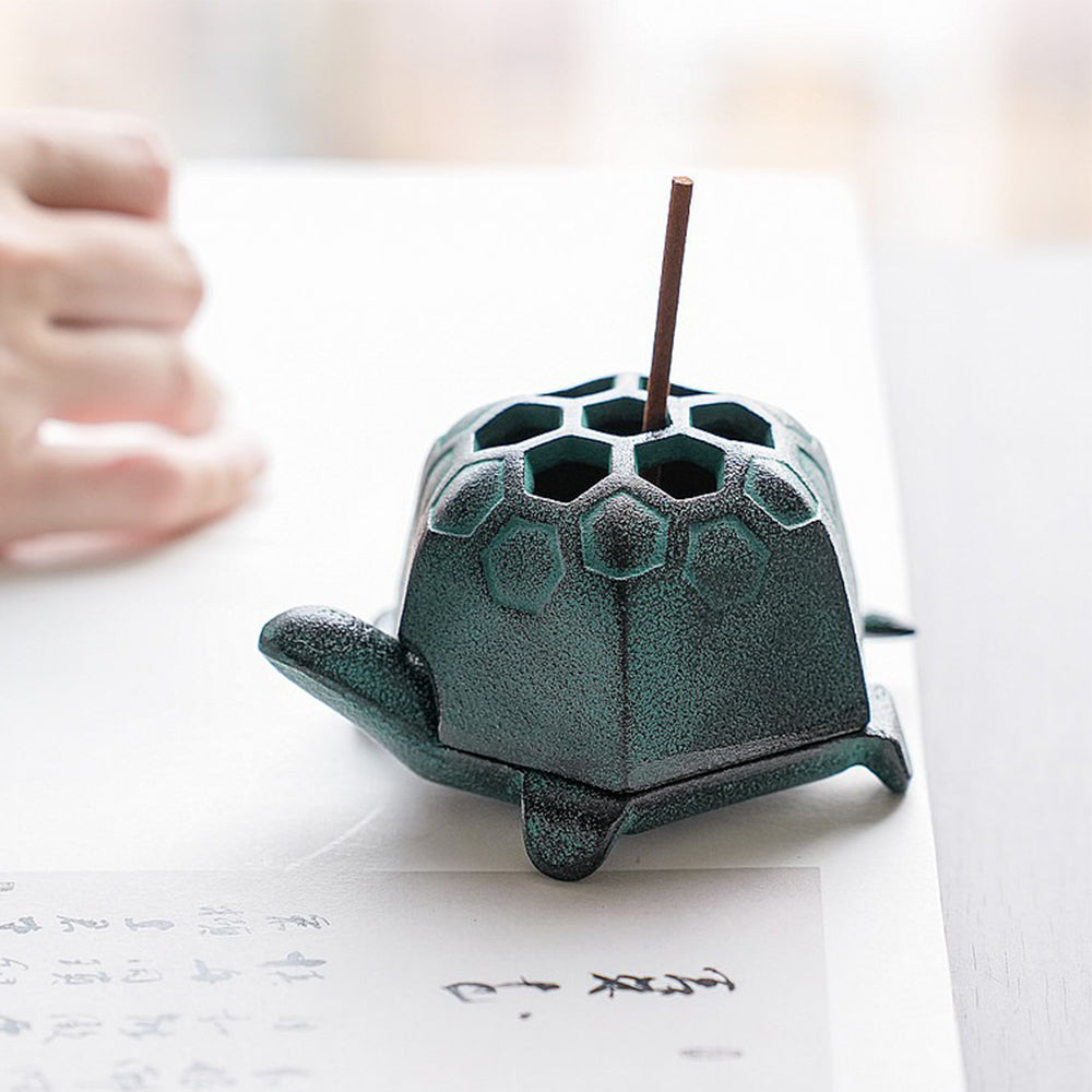 Cast Iron Japanese Incense Burner With Turtle Design