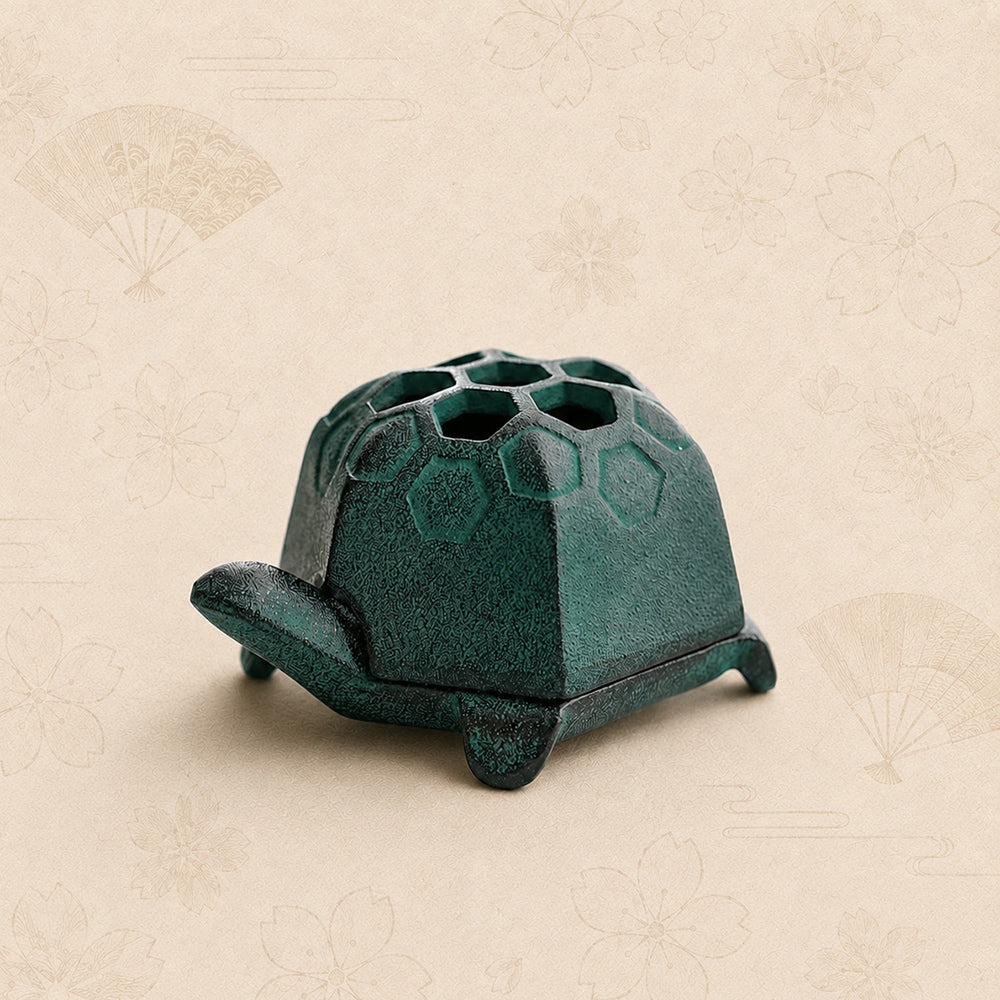 Cast Iron Japanese Incense Burner With Turtle Design