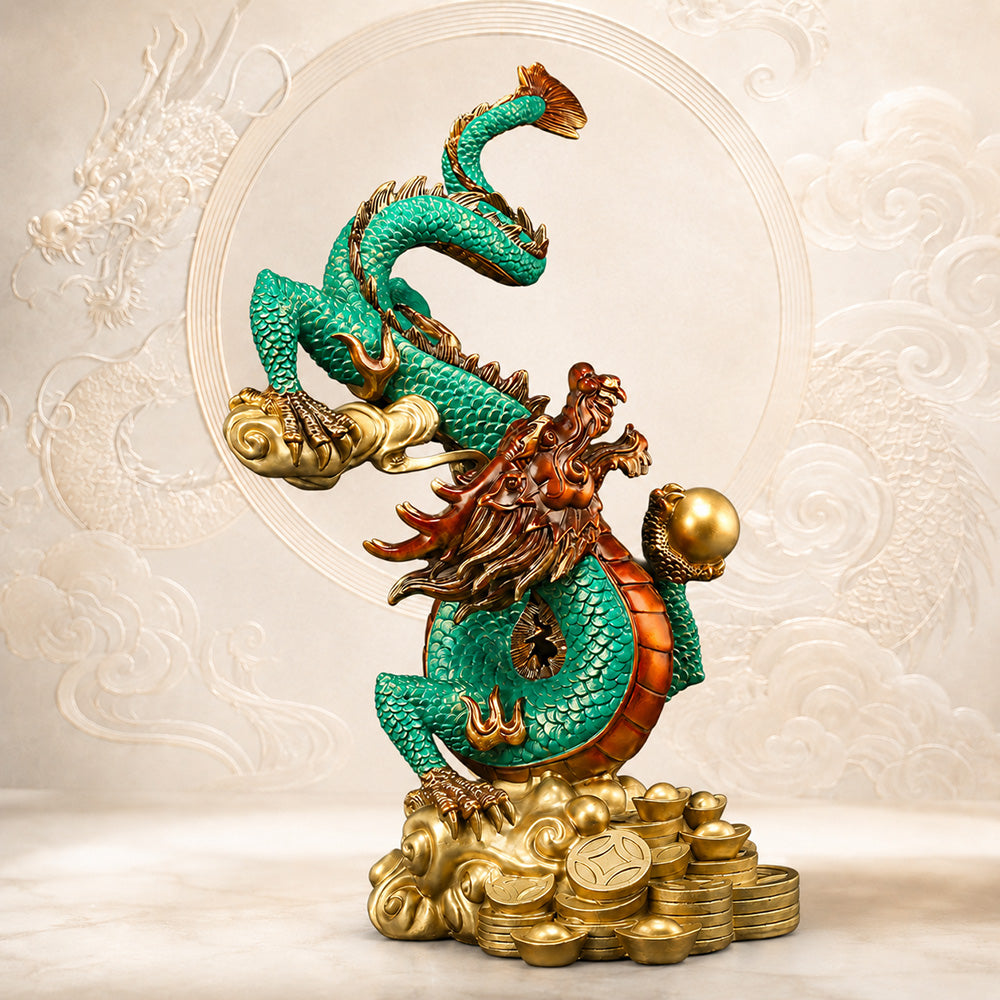 Brass Fortune Dragon Statue