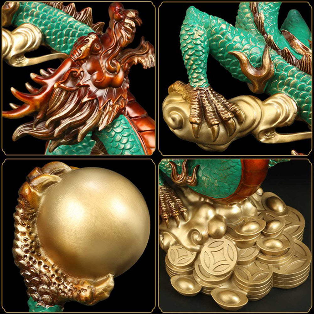Brass Fortune Dragon Statue