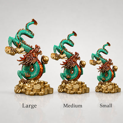 Brass Fortune Dragon Statue