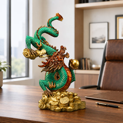 Brass Fortune Dragon Statue