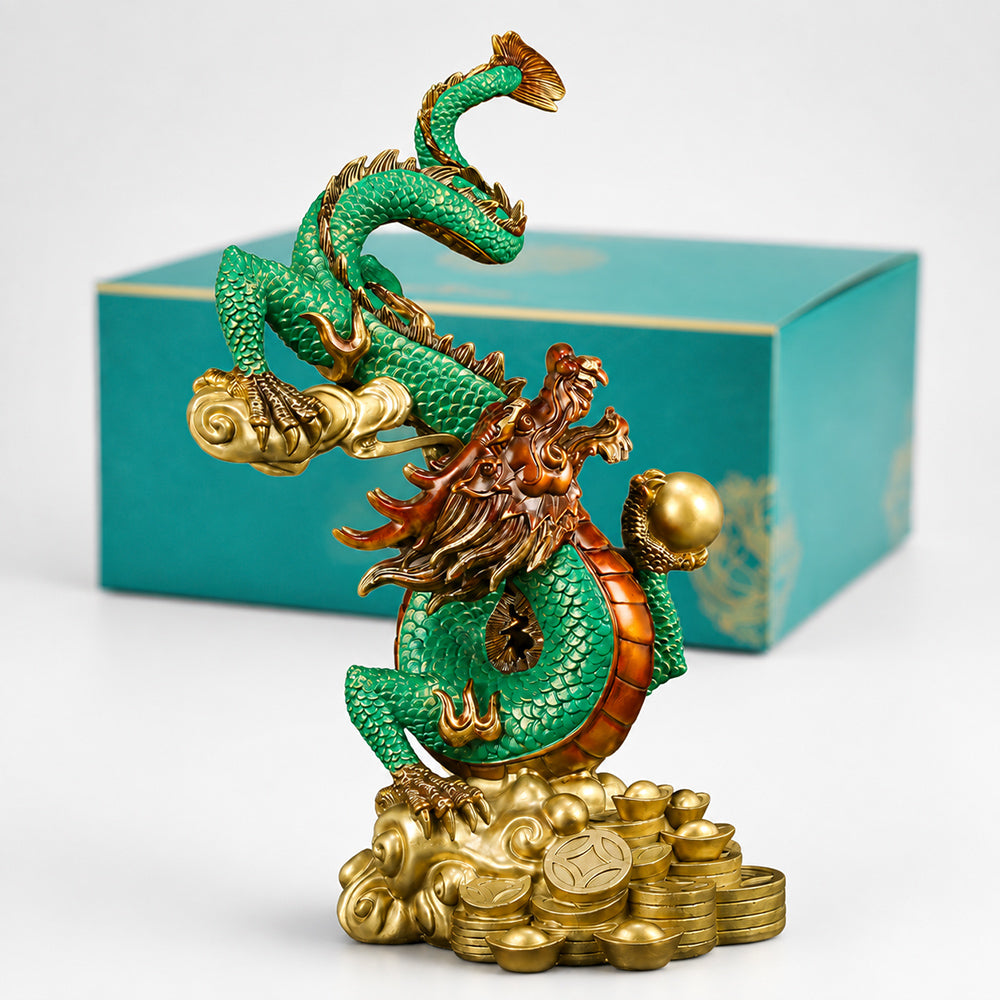 Brass Fortune Dragon Statue
