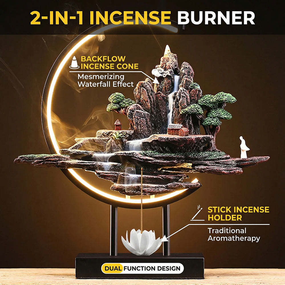 Waterfall Incense Burner With Light Design