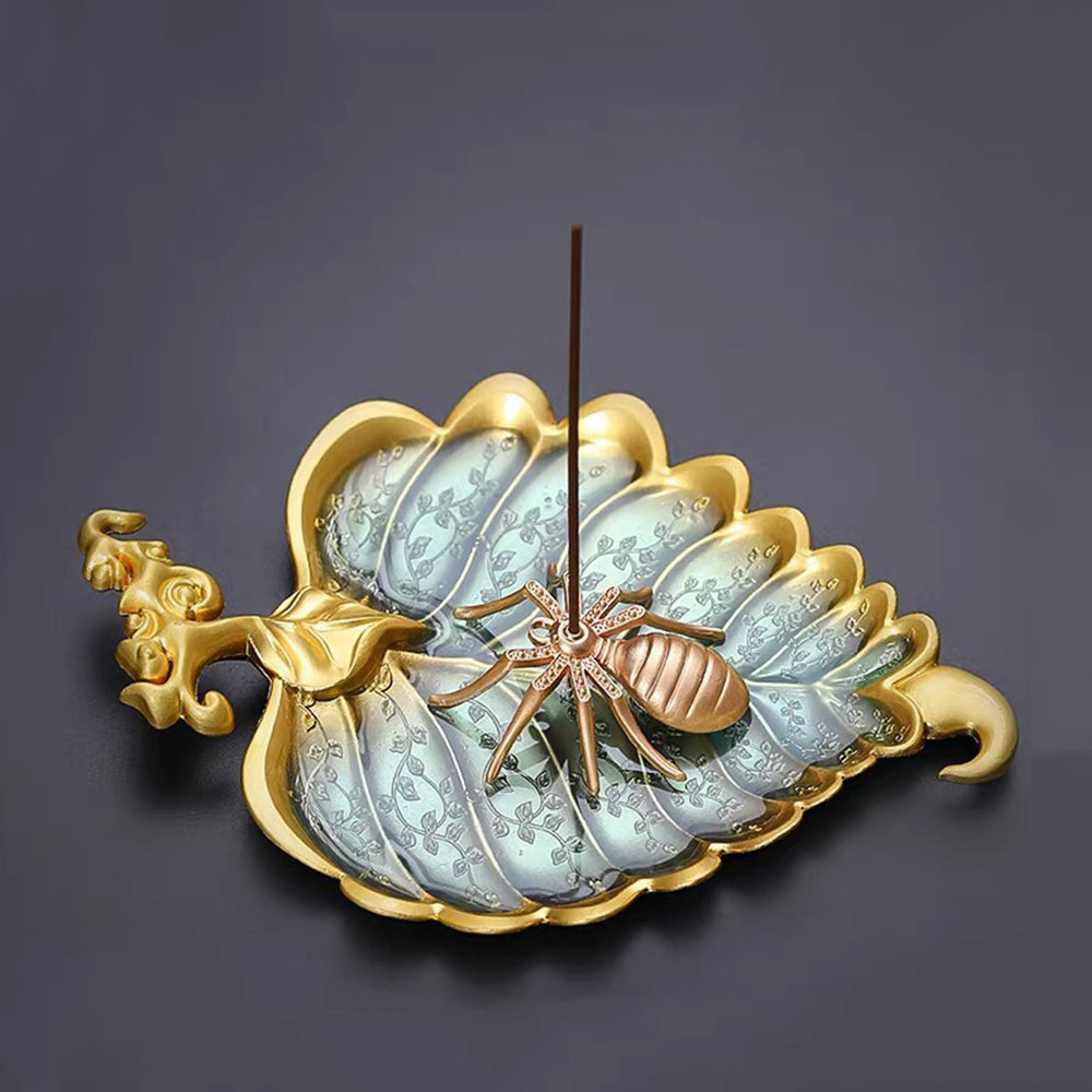 Bodhi Leaf And Spider Blessing Incense Stick Burner
