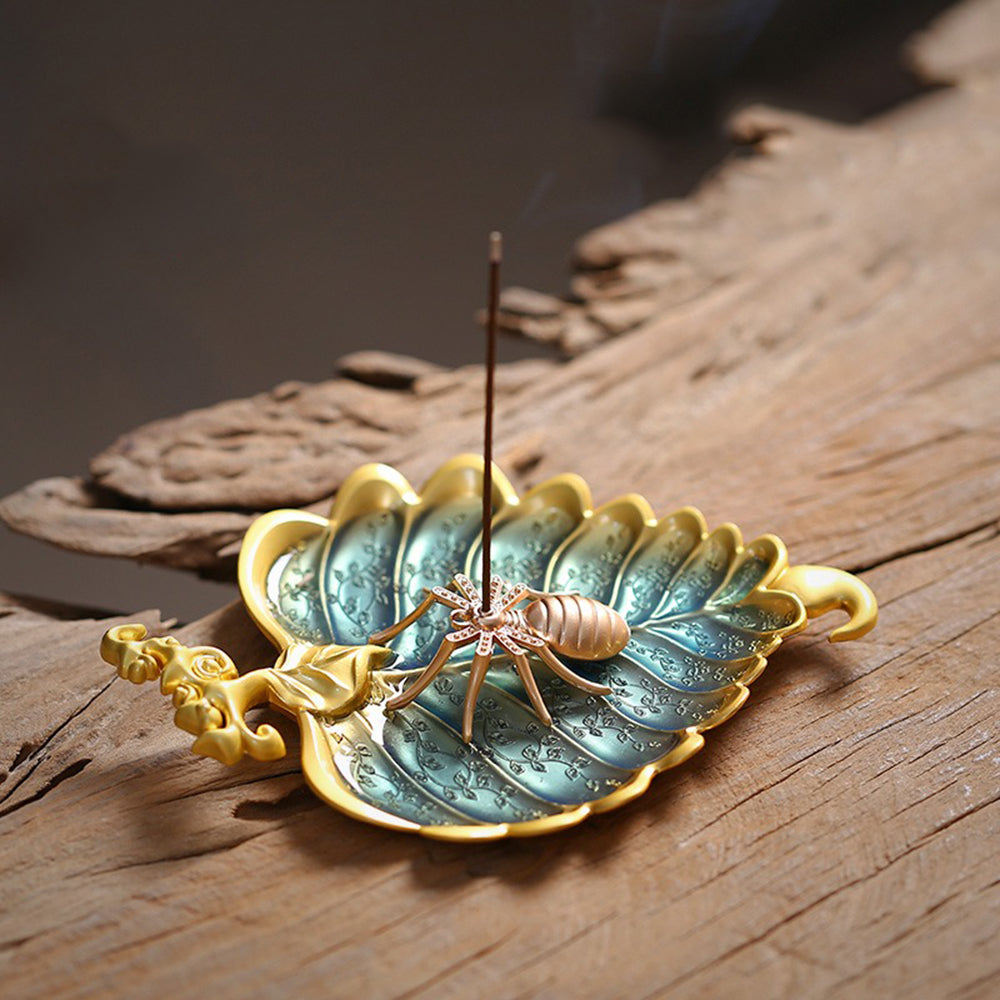 Bodhi Leaf And Spider Blessing Incense Stick Burner