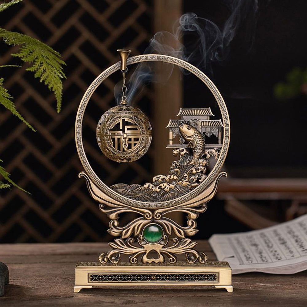 Hanging Incense Burner With Chinese Auspicious Decor