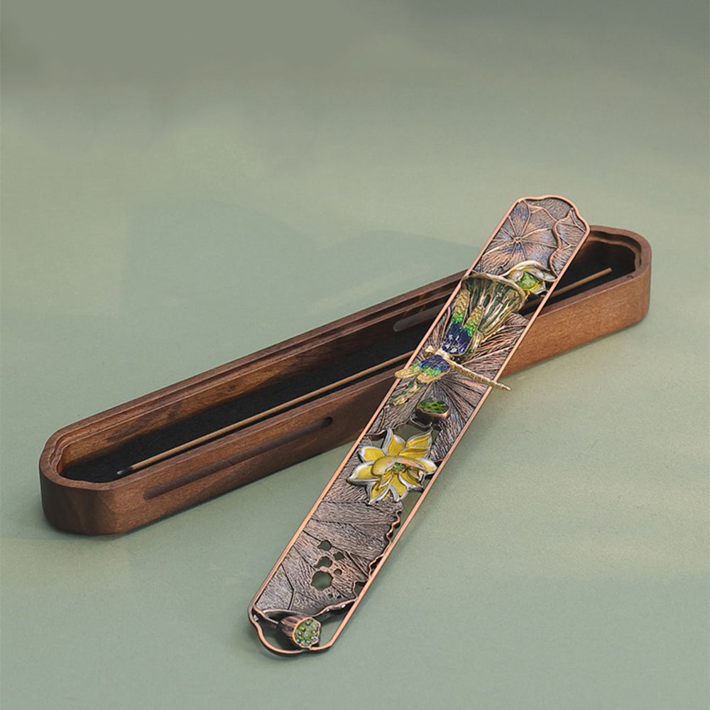 Black Walnut Enamel Hollow Incense Box