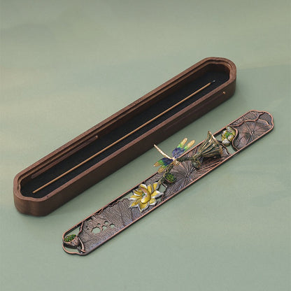 Black Walnut Enamel Hollow Incense Box