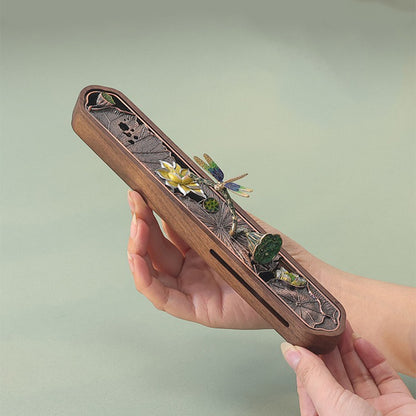 Black Walnut Enamel Hollow Incense Box