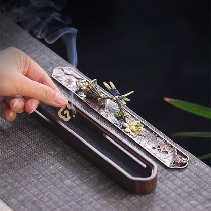 Black Walnut Enamel Hollow Incense Box