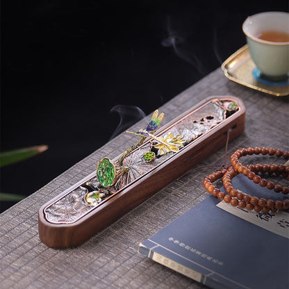 Black Walnut Enamel Hollow Incense Box