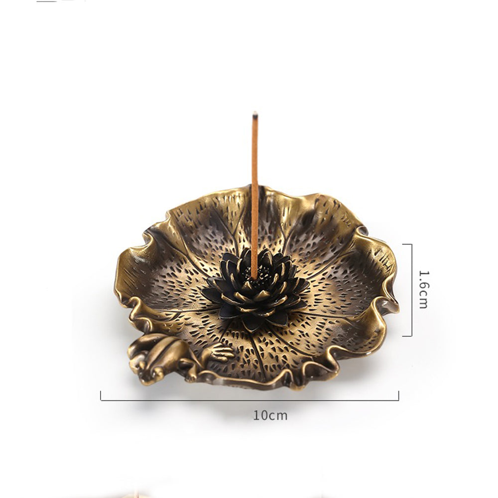 Lotus Leaf Brass Incense Holder