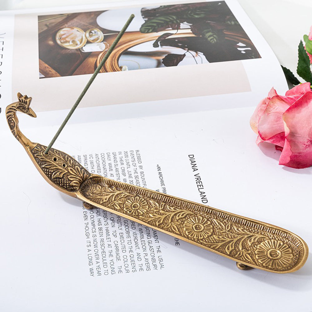 Peacock Brass Incense Holder