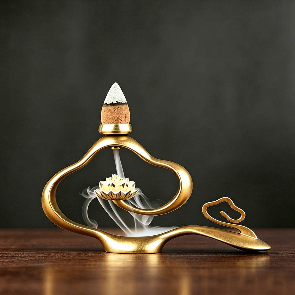 Pure Silver Lotus And  Brass Cloud Incense Holder