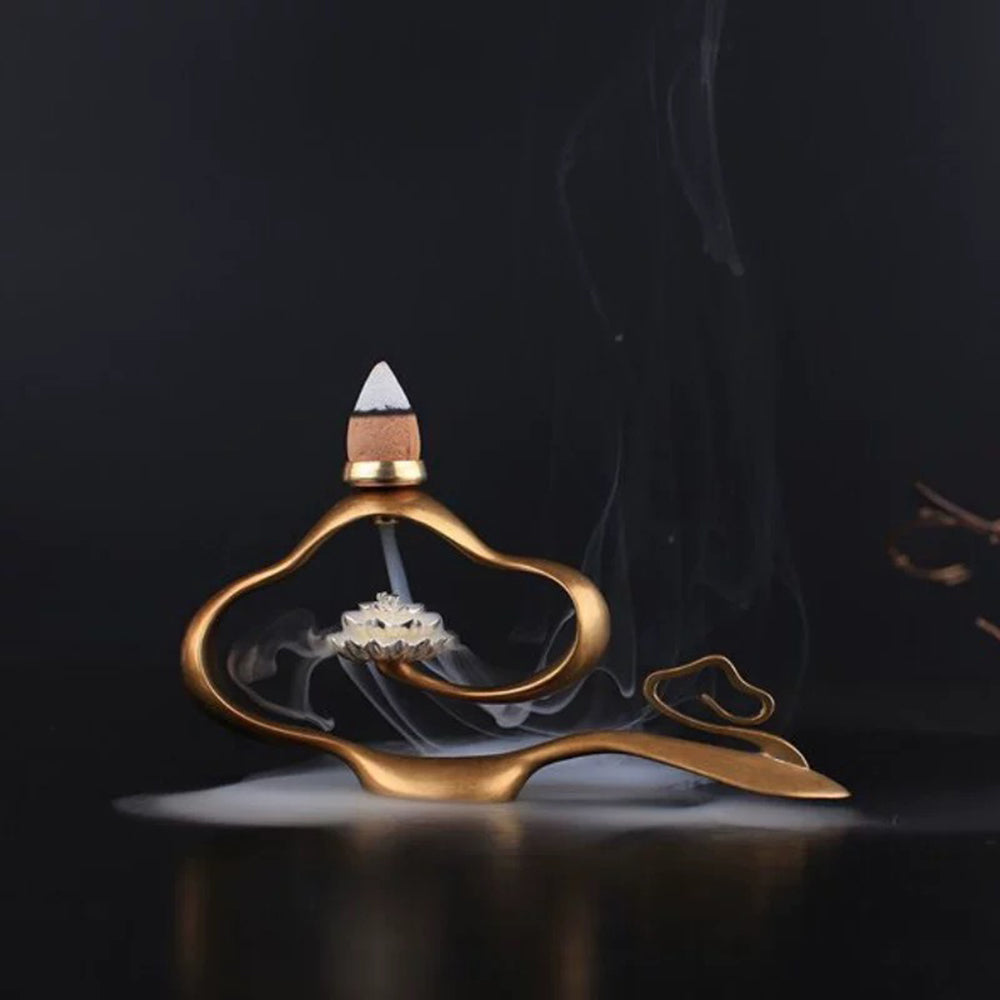 Pure Silver Lotus And  Brass Cloud Incense Holder